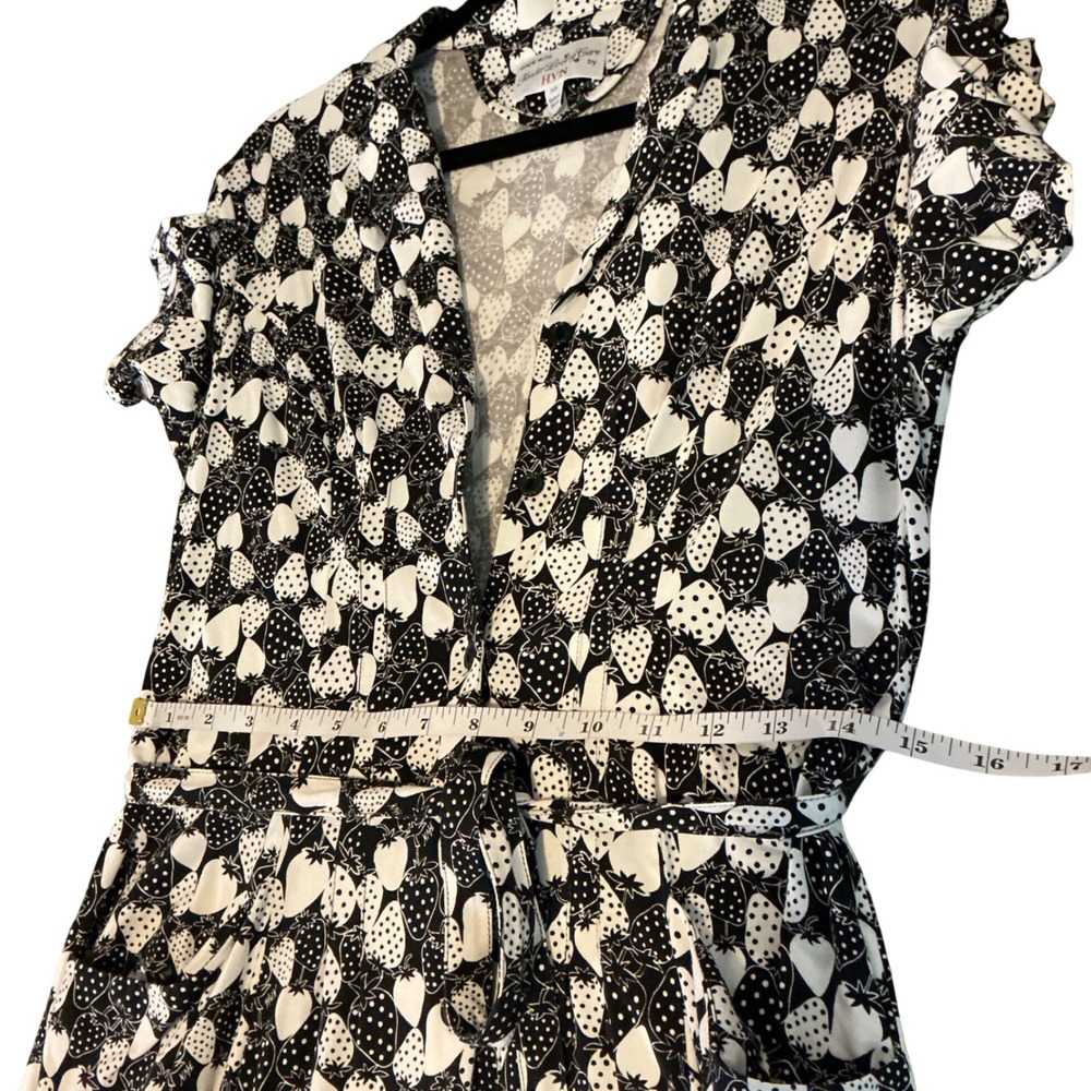 Tender Loving Care by HVN Black White Strawberry Print Midi Dress Size 10 - Picture 5 of 6